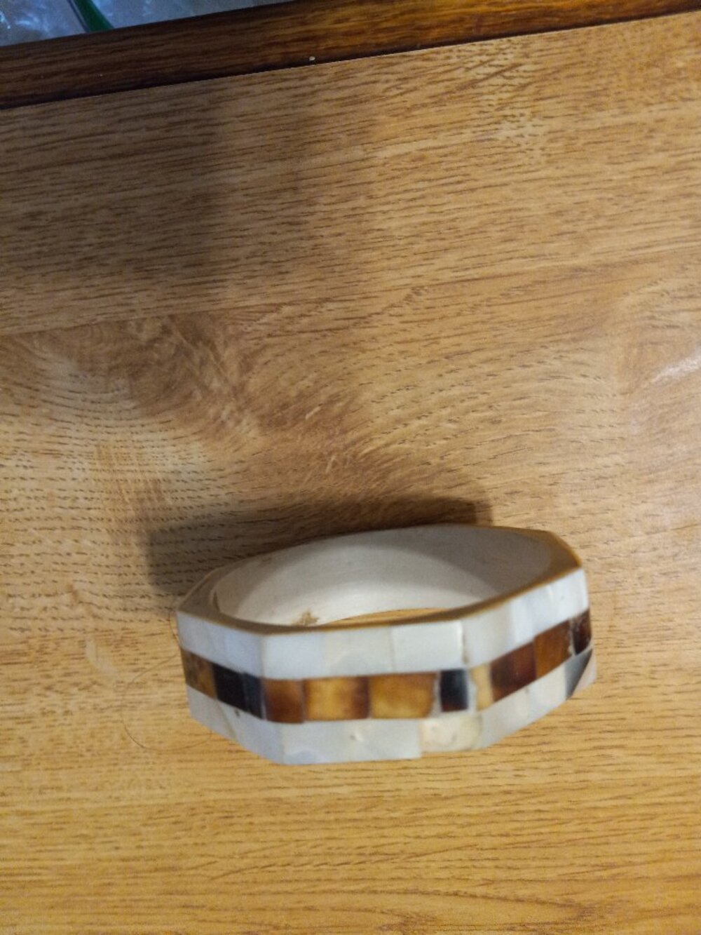 Vintage Mother of Pearl with inlaids bangle bracelet